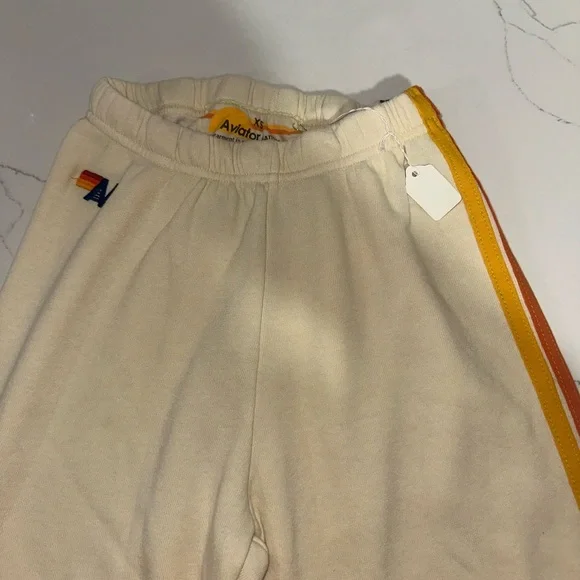 NWT - Aviator Nation 5 Stripe Sweatpants | Vintage White | XS - Picture 4 of 8
